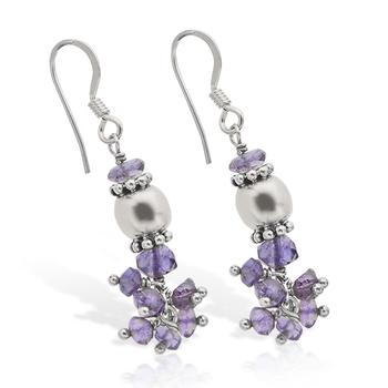 Sterling Silver Iolite Cluster Chandelier Earrings (1 of 1)