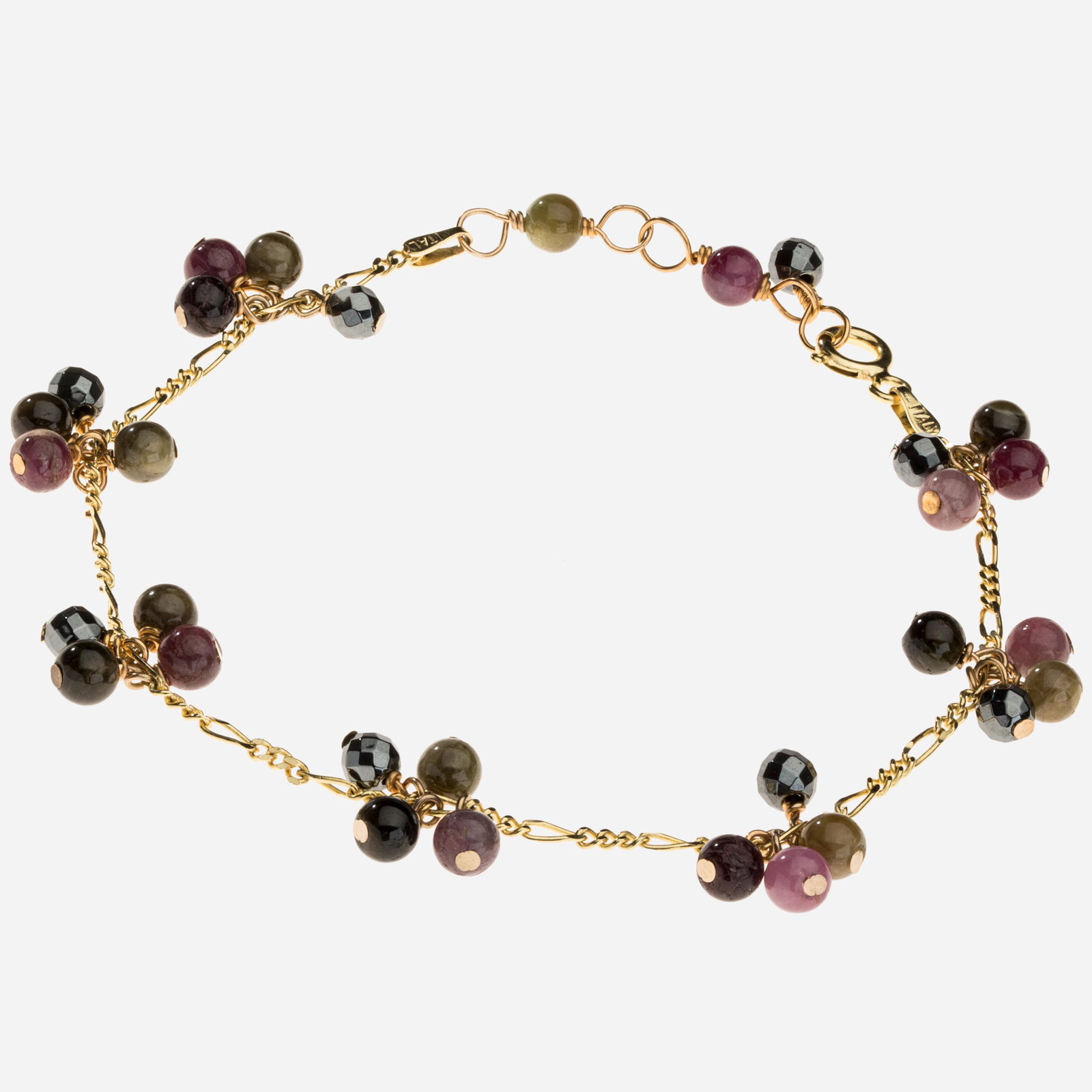 14K Vermeil Multi Tourmaline Bead Bracelet 7.5" (1 of 3)