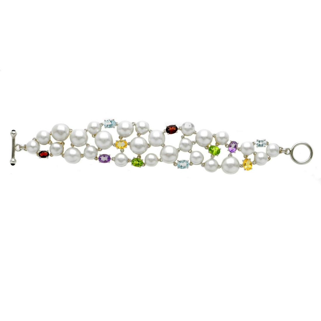 Multi Gemstone FreshWater Pearl Bracelet   (1 of 1)