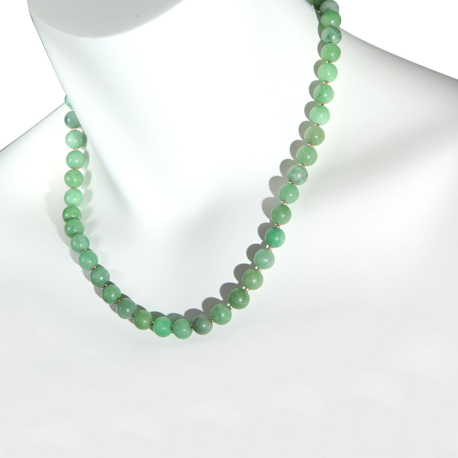 18K Gold over Silver Green Jade Necklace 18" (1 of 3)