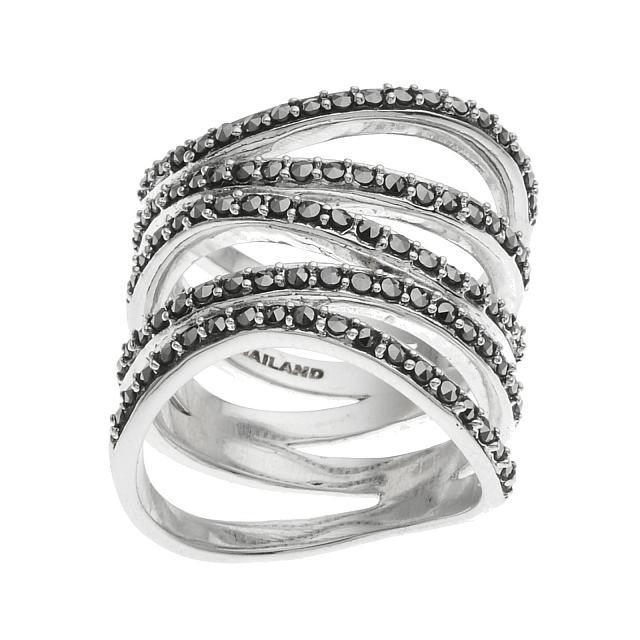 Sterling Silver Marcasite Split Band Ring-SZ 6 (1 of 1)