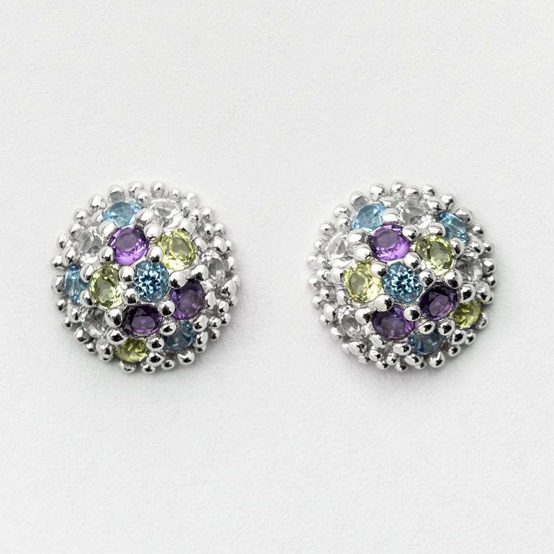 Sterling SilverMulti Gemstones Stud Earrings (1 of 1)