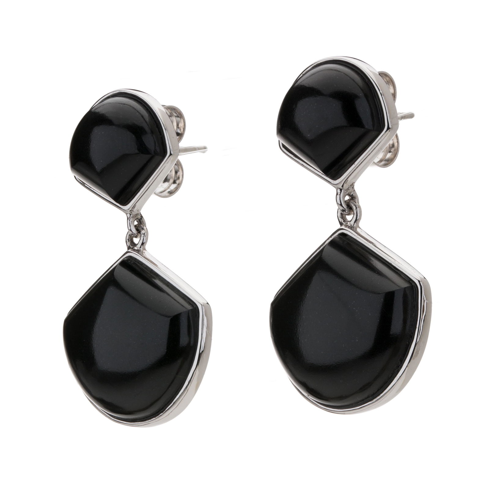Sterling Silver Black Onyx Fan Drop Earrings (1 of 3)