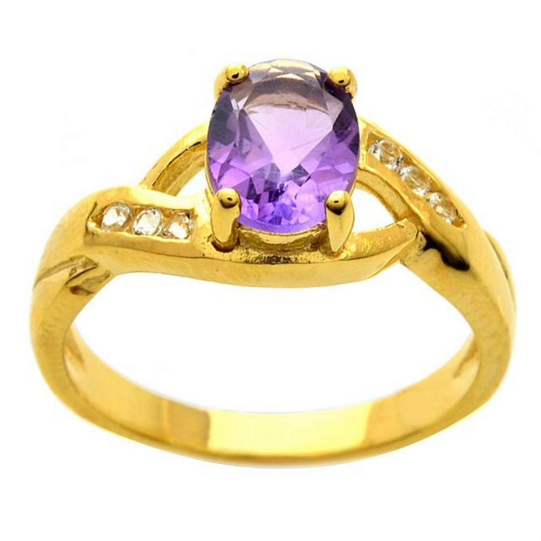 18K Gold Over Sterling Silver Amethyst Ring-SZ 7 (1 of 1)