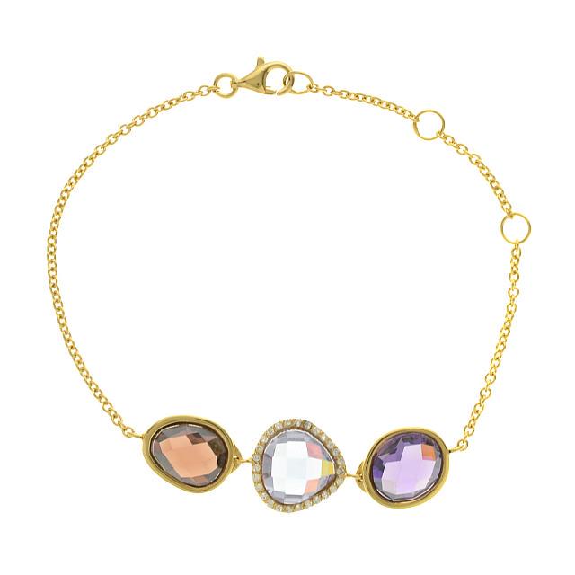 Sterling Silver Multi Gemstone Adjustable Bracelet (1 of 1)