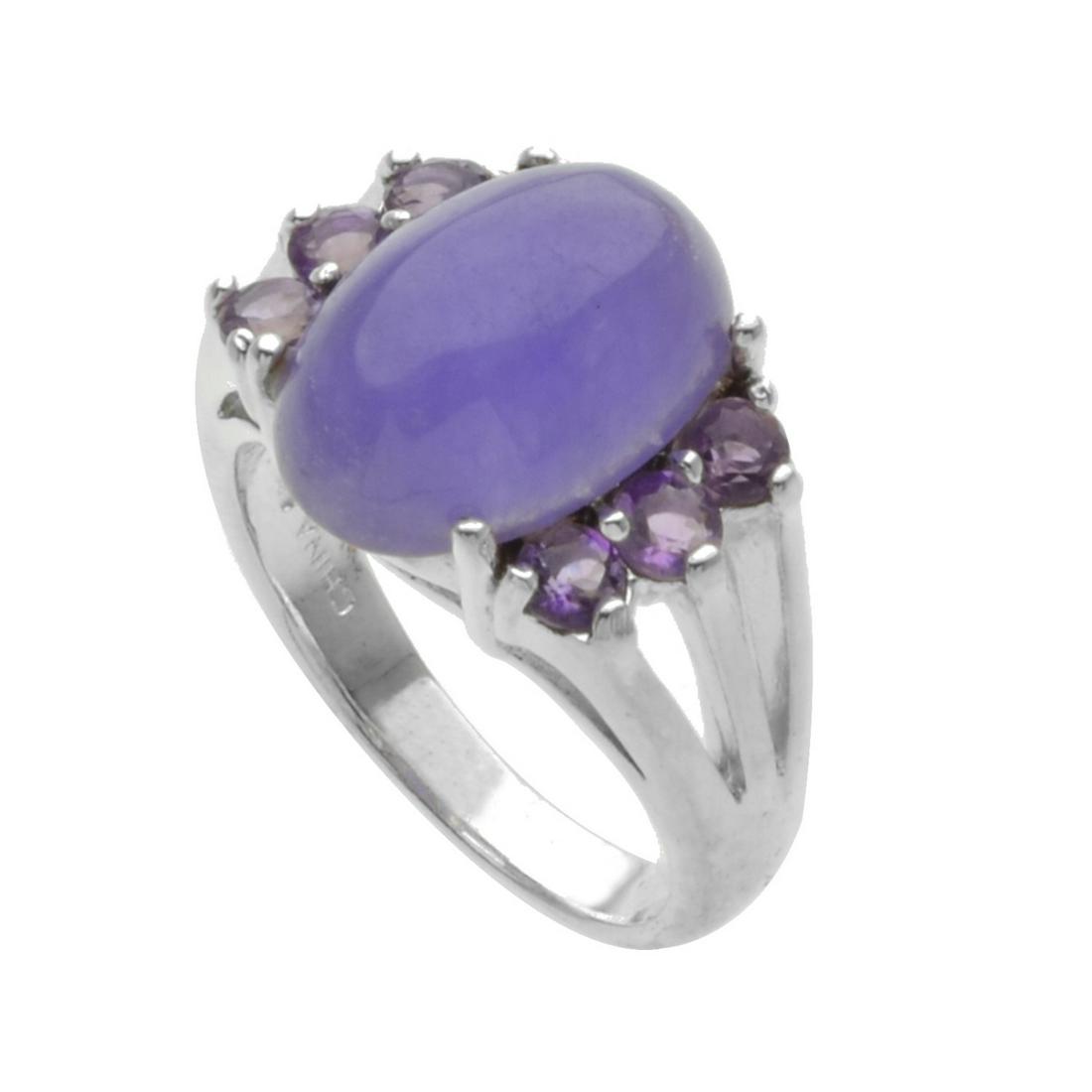Sterling Silver Purple Jade & Amethyst Ring-Size 7 (1 of 1)