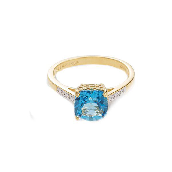 18K over Sterling Silver Blue Topaz Ring SZ 7 (1 of 1)