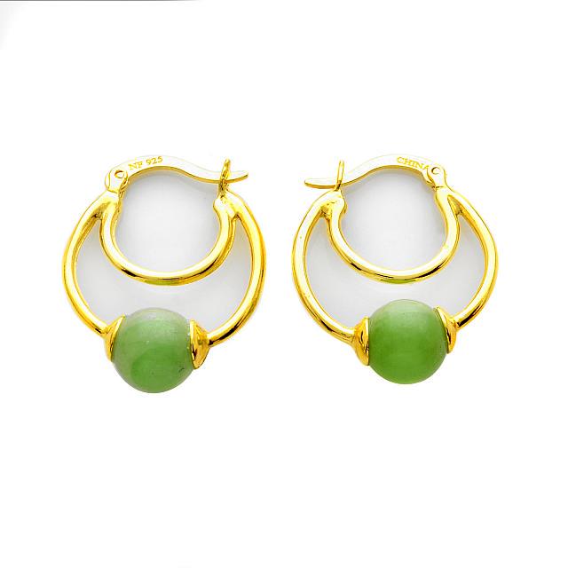 18K Gold Over Sterling Silver Jade Hoop Earrings (1 of 1)