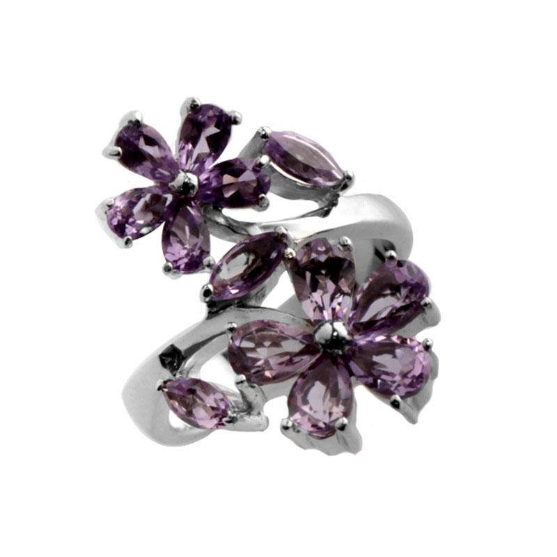 Sterling Silver Amethyst Flower Ring-SZ 7 (1 of 1)