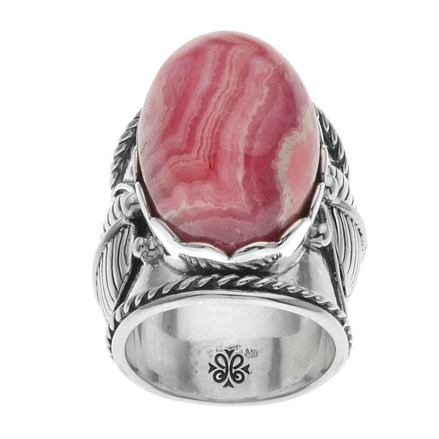 Sterling Silver Rhodochrosite Leaf Band Ring-SZ 10 (1 of 2)