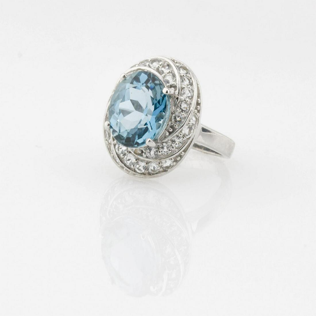 Silver 5.85ctw London Blue & White Topaz Ring-SZ6 (1 of 2)