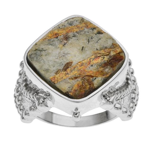 Sterling Silver 15mm Astrophyllite Drusy Ring-SZ 7: Metal: Sterling silver with oxidized accents Stone Information: One square 15mm rough astrophyllite drusy Setting Type: Bezel/Adhesive Measurements: 7/8"L x 15/16"W x 1/4"H Country of Origin: Thailand