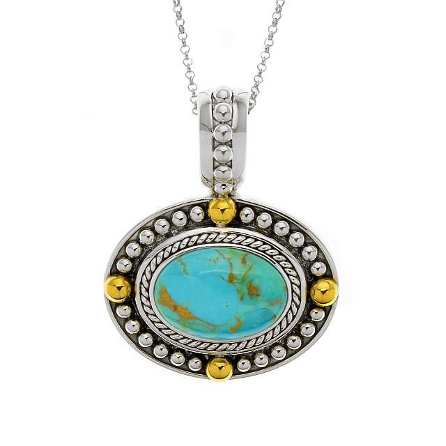 Sterling Silver Turquoise Gold Bead Accent Pendant (1 of 3)