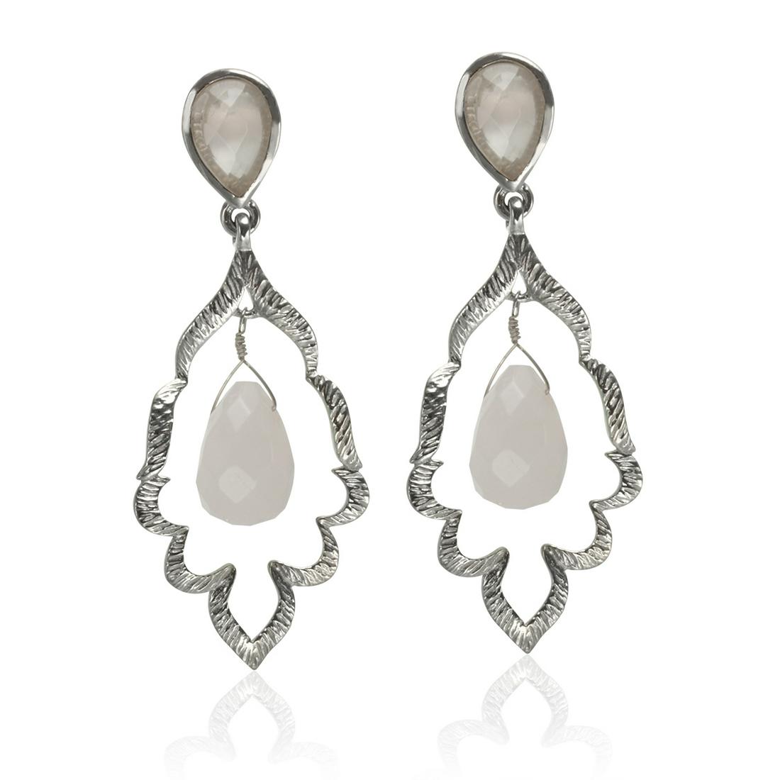 Sterling Silver Rose Quartz Drop Earrings (1 of 2)