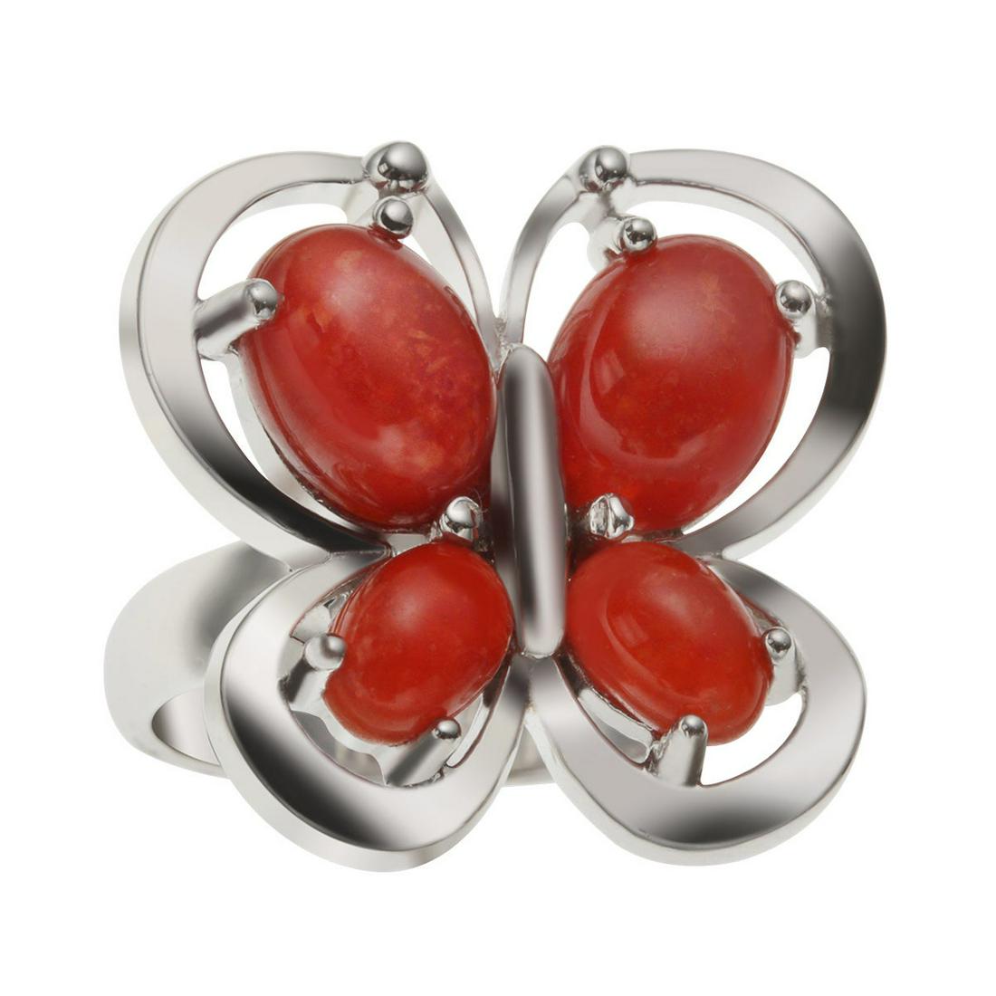 Sterling Silver Sponge Coral Butterfly Ring-SZ 9 (1 of 3)