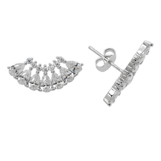 Silver Tone CZ Wings Stud Earrings (1 of 2)