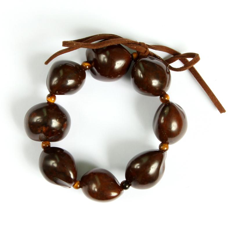 Hawaiian Brown Kukui Nut Stretch Bracelet (1 of 1)