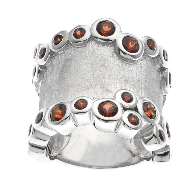 Silver Mozambique Garnet Satin Finish Ring-SZ 9 (1 of 1)