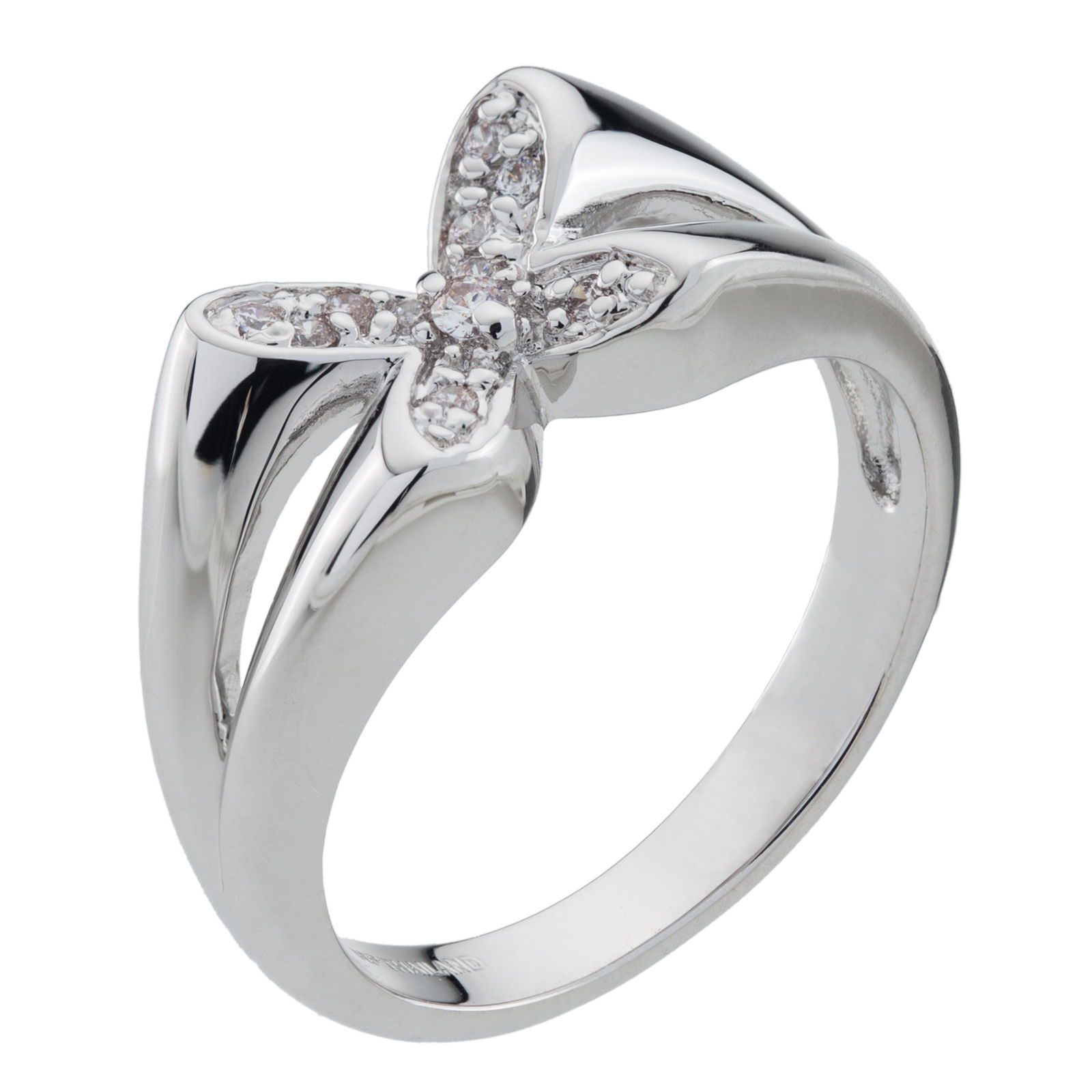 14K White Gold Plate Pave Butterfly Ring-SZ 8 (1 of 3)