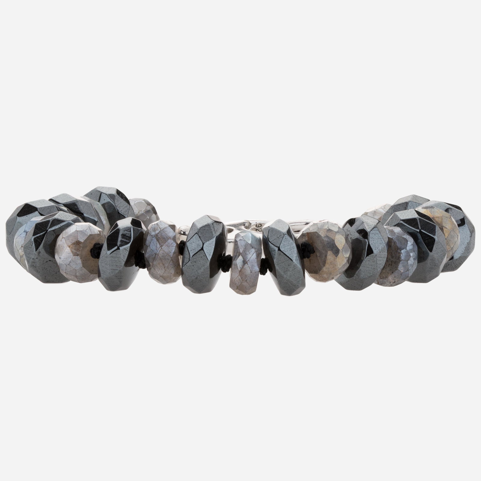 Silver Labradorite and Hematite Bead Bracelet 7.5": Tara Mesa crafts the perfect accent with this lovely 7.5” rondelle bead bracelet. Hand selected genuine labradorite and hematite gemstones alternate on this striking design to create an interest