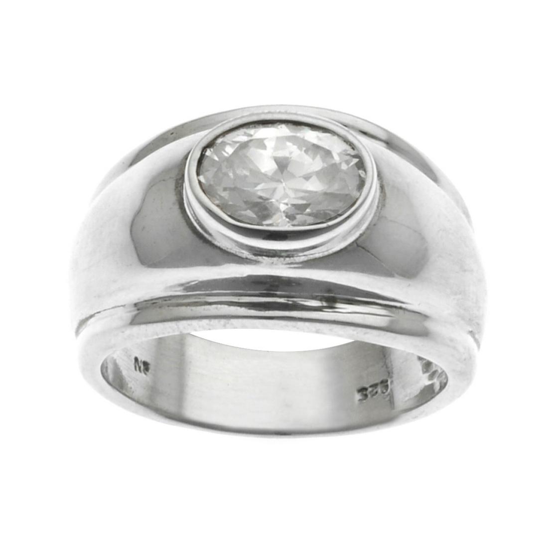 Sterling Silver Oval CZ Ring SZ 7.5 (1 of 1)