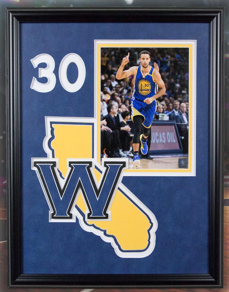 Stephen Curry Golden Warriors 20x16 framed unsigned: Stephen Curry Golden Warriors 20x16 framed unsigned