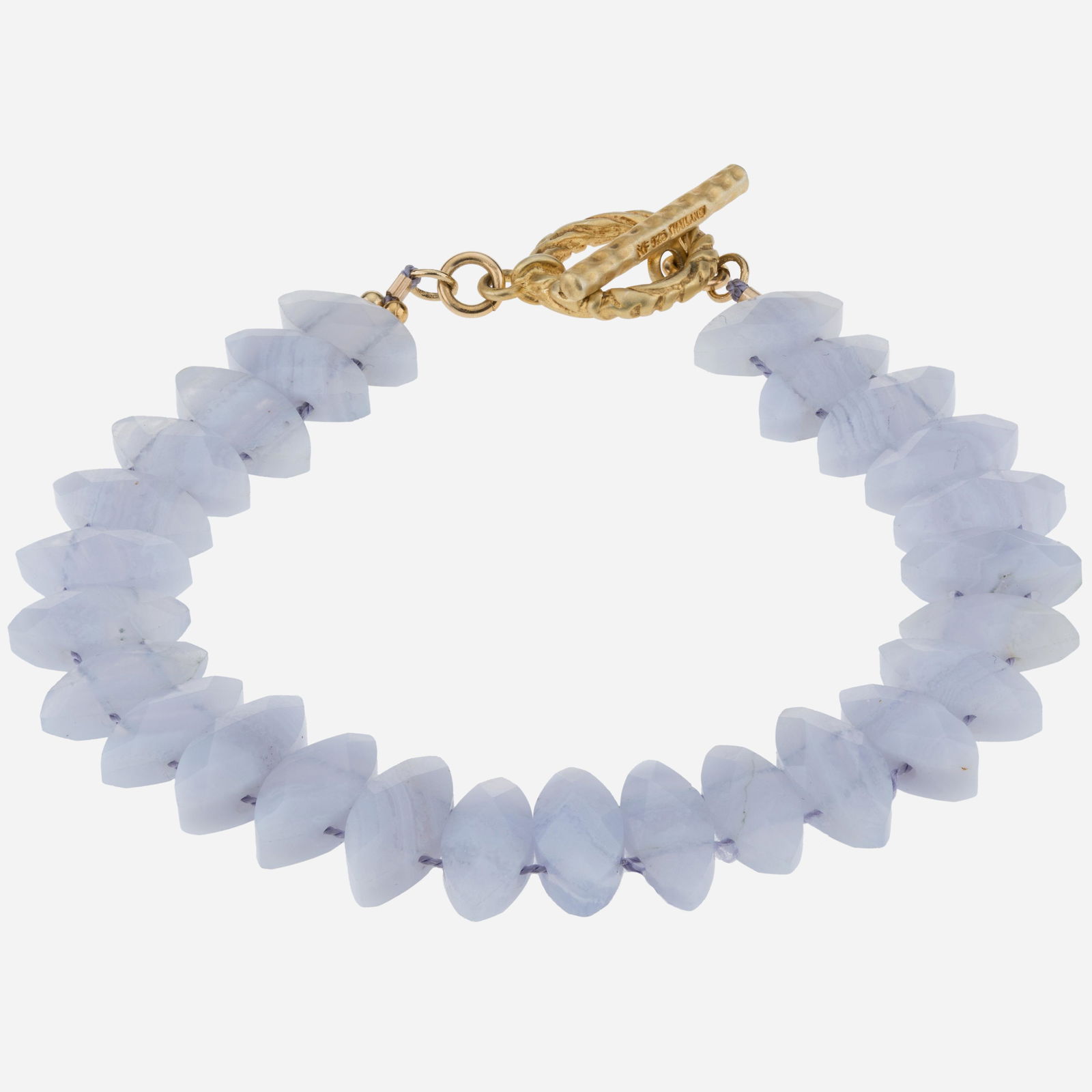 Sterling Silver Lace Agate Toggle Bracelet 7.5" (1 of 2)