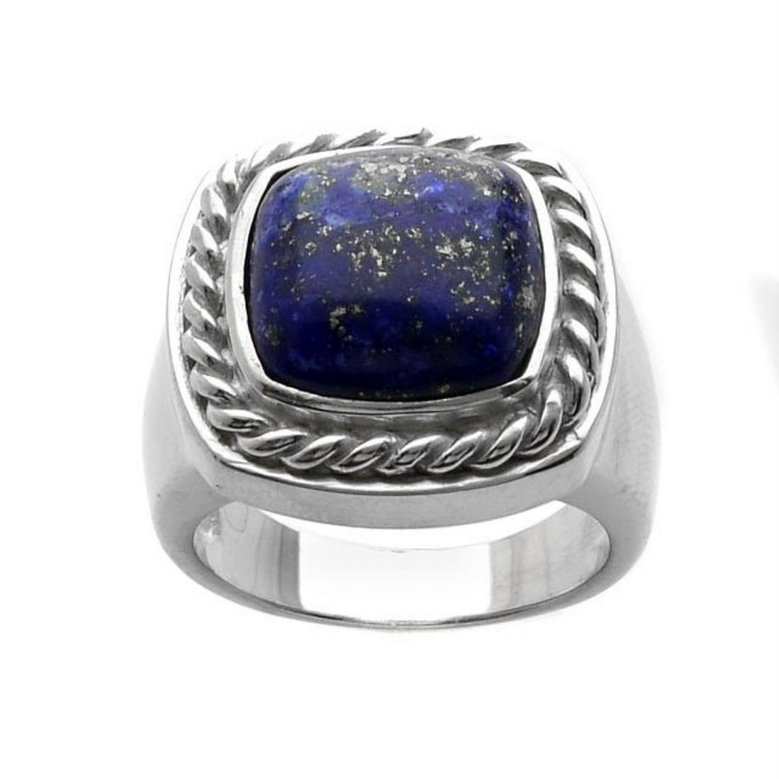 Sterling Silver Cushion Lapis Rope Ring_SZ 5 (1 of 1)