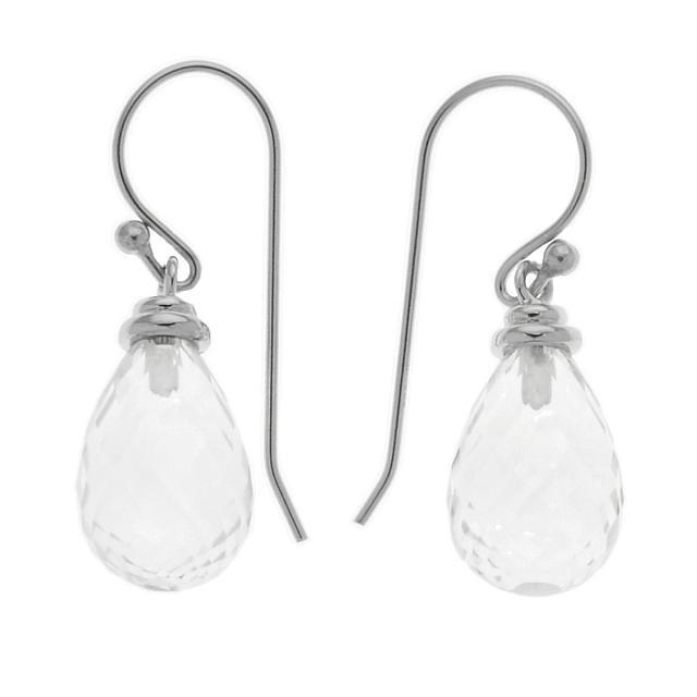 Silver Clear Quartz Briolette Drop Earrings (1 of 1)