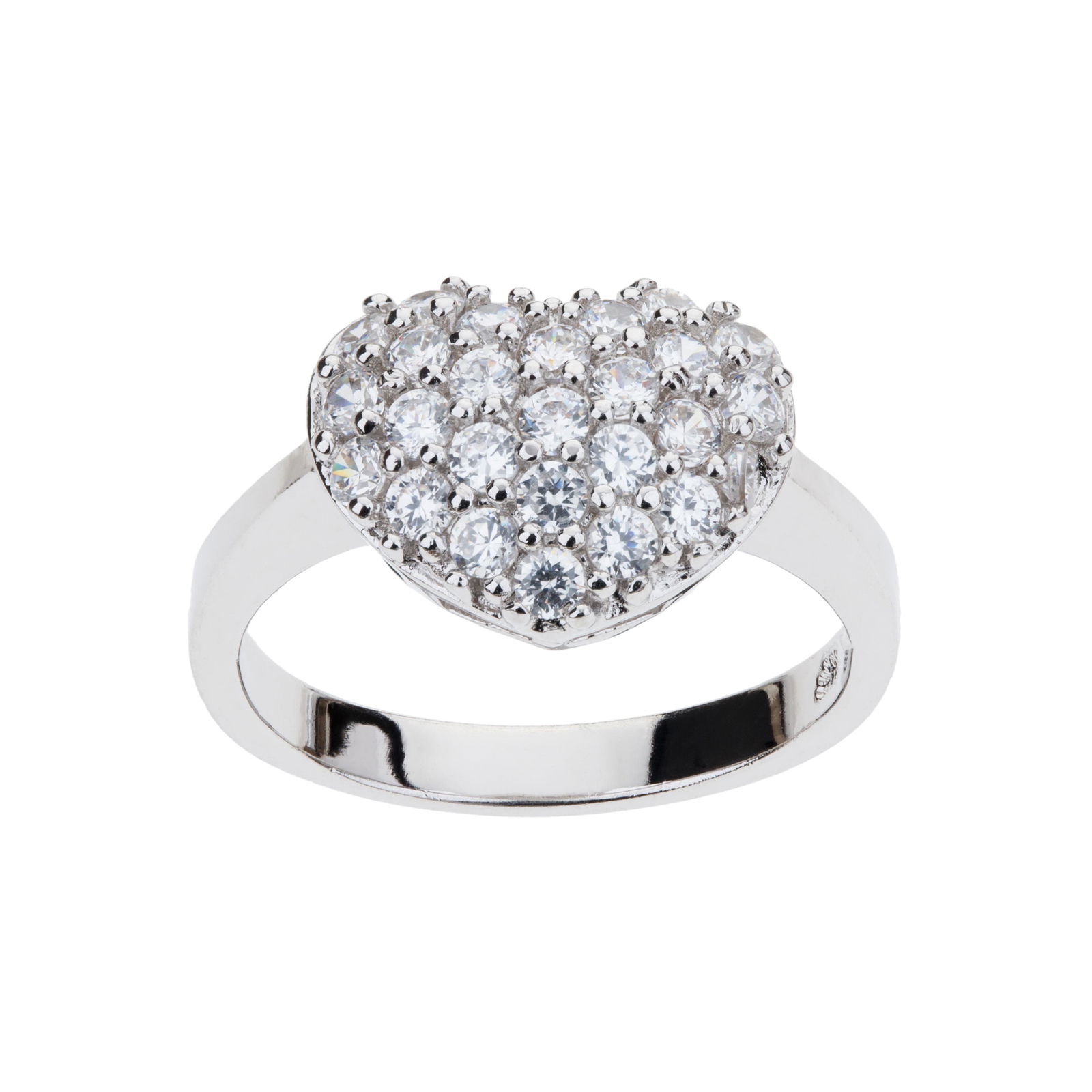 Fine Silver Plate Pave CZ Heart Ring (1 of 2)