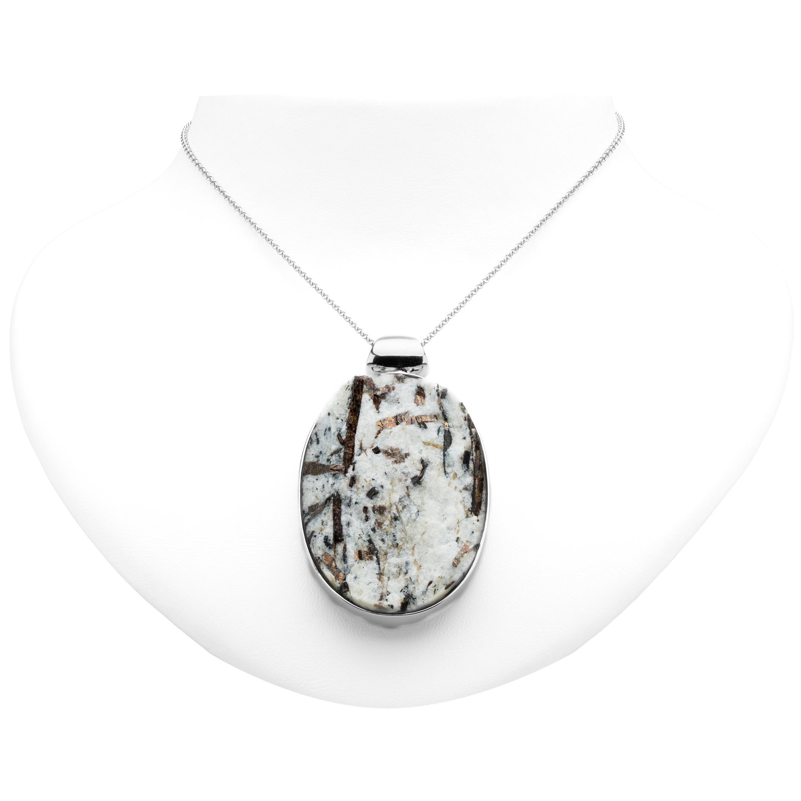 Sterling Silver Oval Astrophyllite Drusy Pendant: This sterling silver pendant's got a massive oval astrophyllite drusy at the center which means it's got a rocky, uneven top like a topographic relief. It's a stone with all kinds of artistic characte