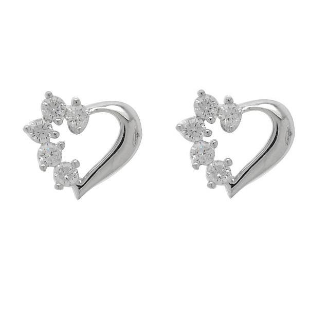 Simulated Diamond Heart Shape Stud Earrings (1 of 2)