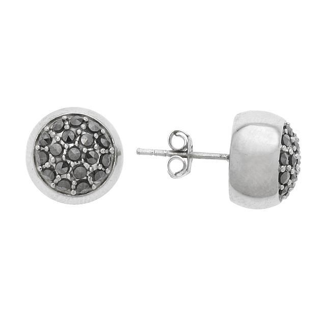 Sterling Silver Marcasite Pavé Stud Earrings (1 of 1)