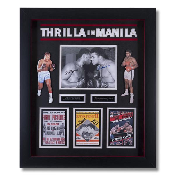 Thrilla In Manila Ali & Frazier Signed Showcase GFA: Thrilla In Manila Muhammad Ali & Joe Frazier Custom Framed 24x20 Showcase Multi-Layer Matted 8x10's GFA
