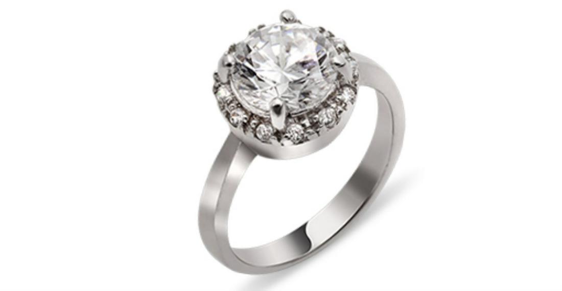 CZ Diamond Halo Engagement Ring Size 7 (1 of 1)
