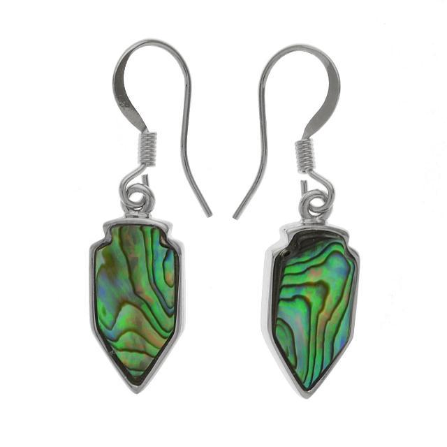 Silver Tone Abalone Arrowhead Dangle Earrings (1 of 1)