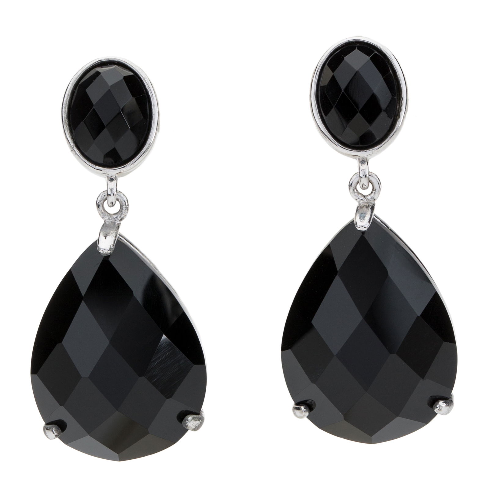 Sterling Silver Black Onyx Drop Earrings (1 of 3)