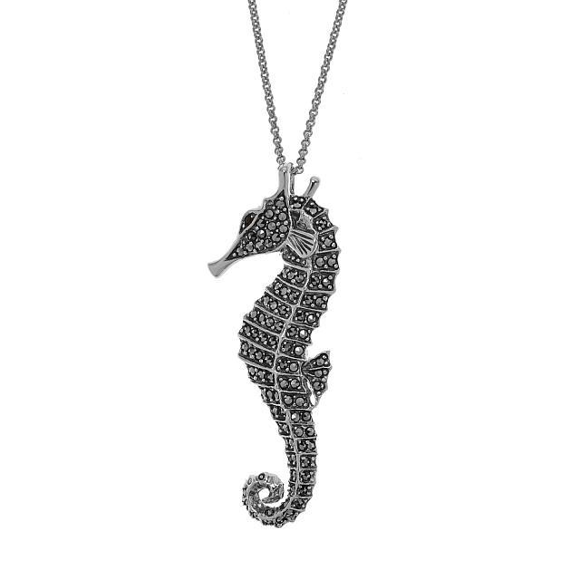 Silver Marcasite & Garnet Seahorse Pin/Pendant: Wear it as a pin or a lovely pendant necklace—this delightful design from Addison Lane’s Animal Kingdom collection does double duty. Long a symbol of patience and contentment, this charmin