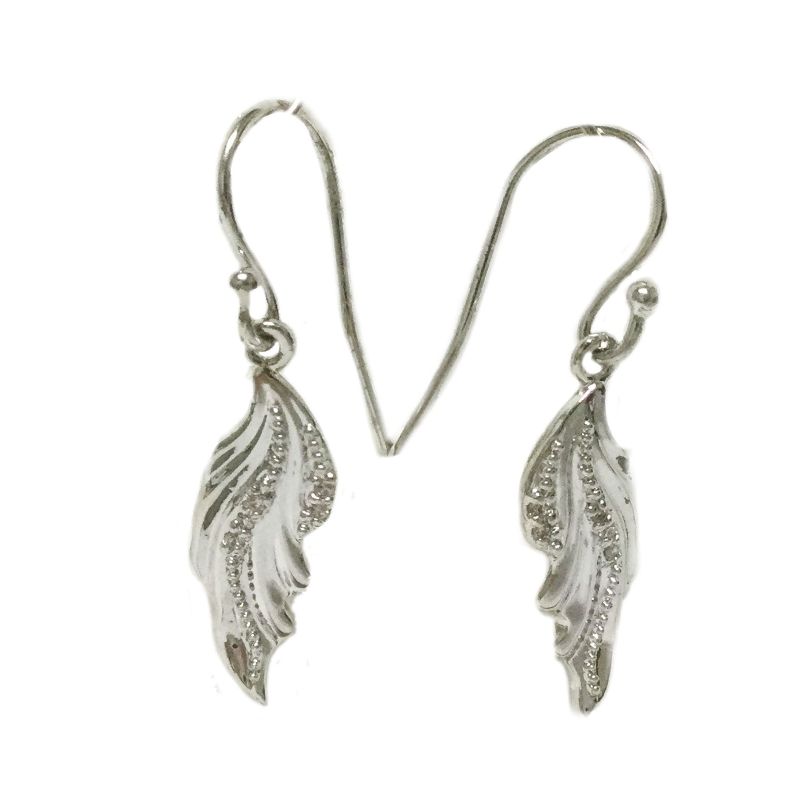 Silvertone Leaf Dangle Earrings (1 of 1)