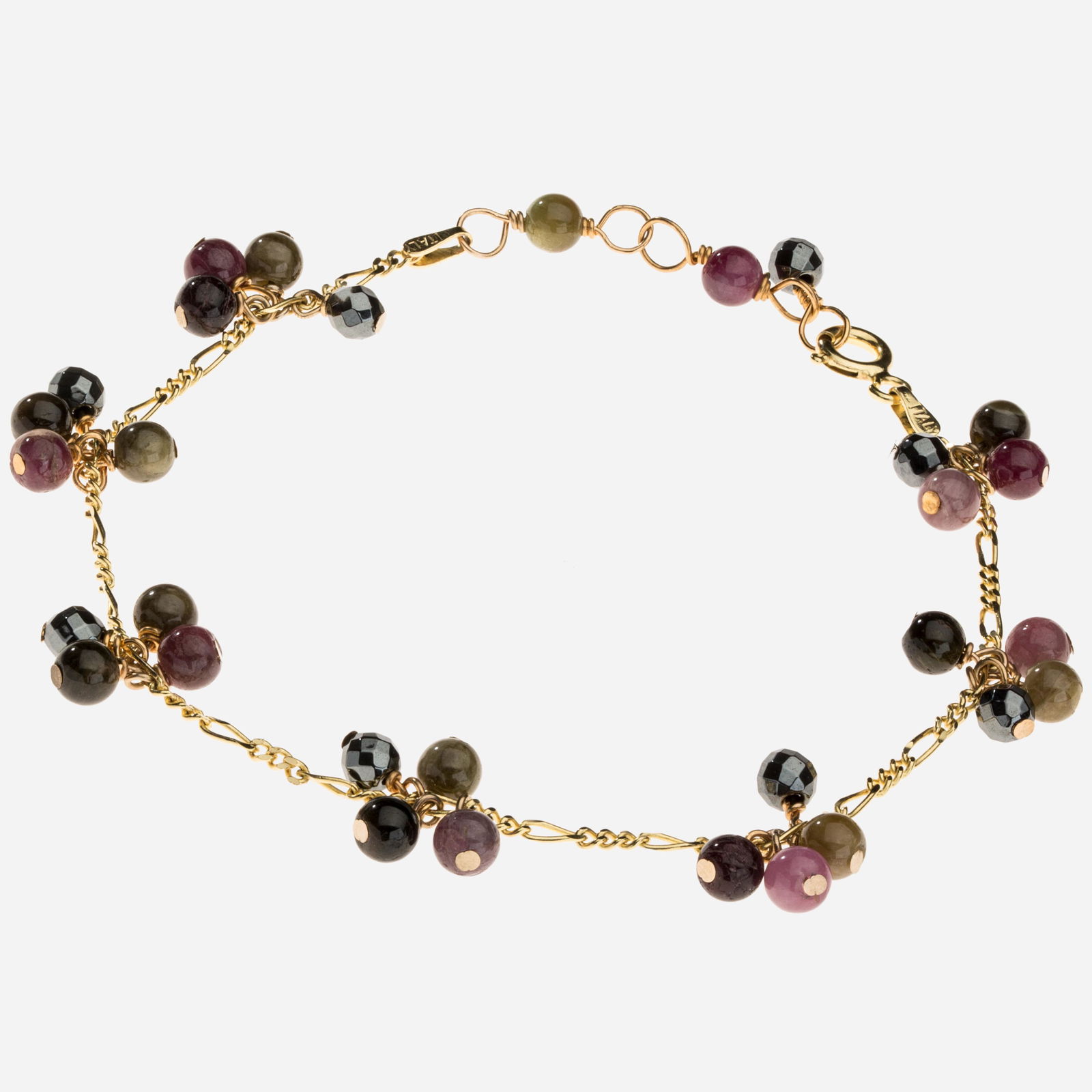 14K Vermeil Multi Tourmaline Bead Bracelet 7.5" (1 of 3)