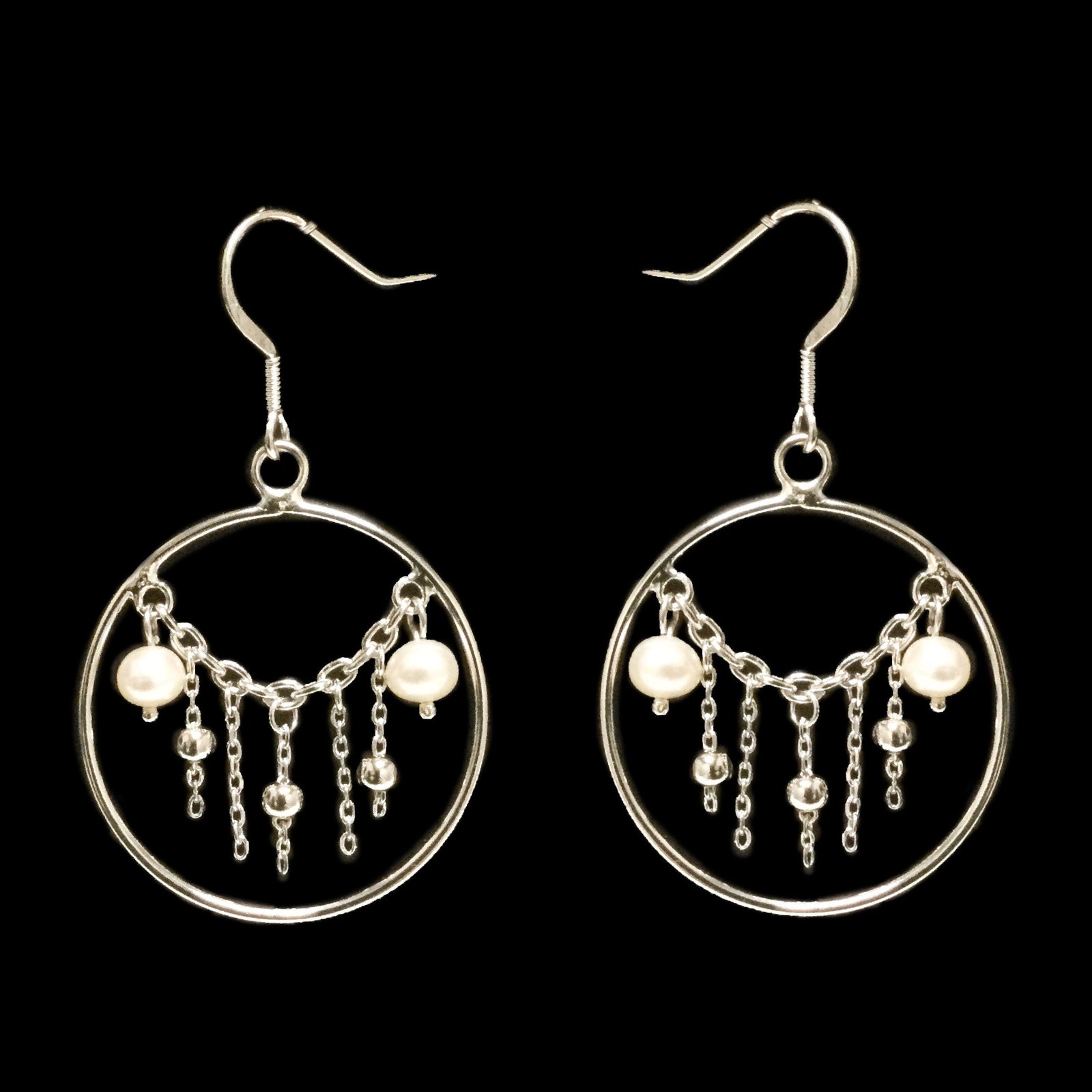 Sterling Silver Pearl Dangle Earrings (1 of 1)