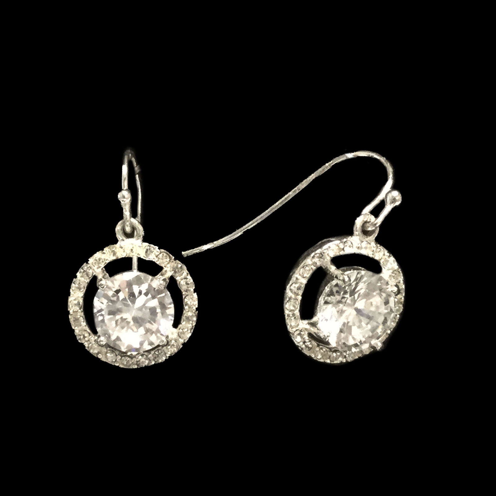 Silvertone CZ Earrings (1 of 1)