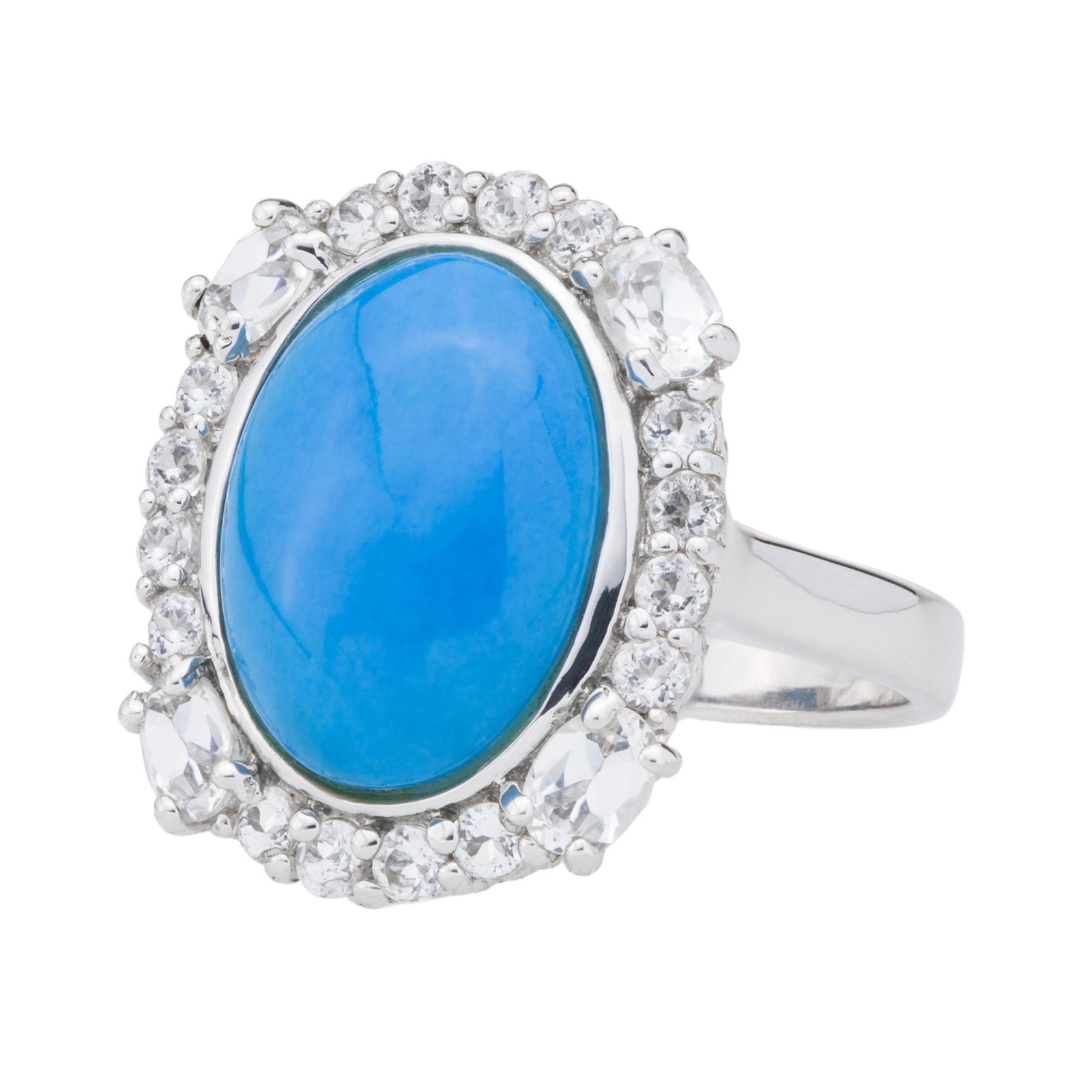 Silver Ceruleite & White Topaz Halo Ring-SZ 8 (1 of 3)