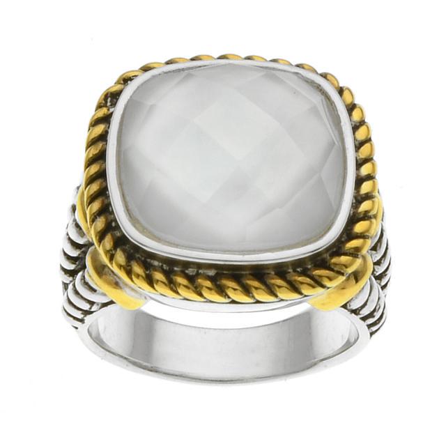 Silver White MOP Clear Quartz Doublet Ring-SZ 9 (1 of 1)