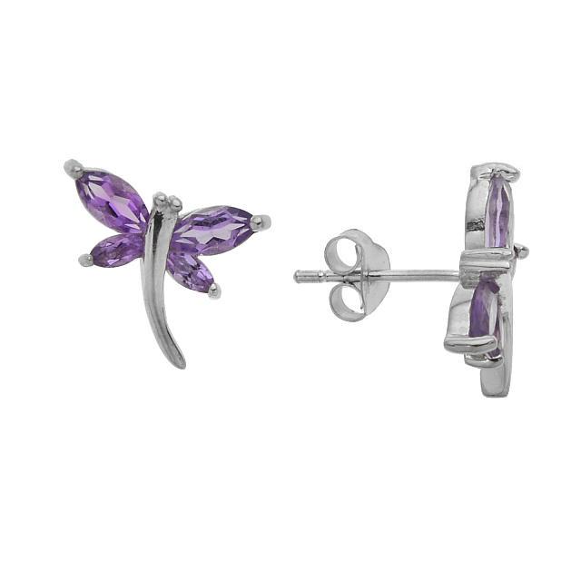 Sterling Silver Amethyst Butterfly Stud Earrings (1 of 1)