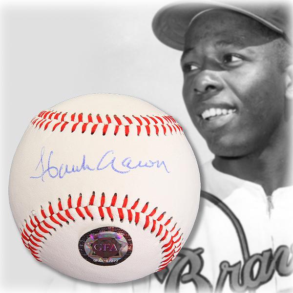 Hank Aaron Atlanta Braves Signed Baseball GFA (1 of 1)