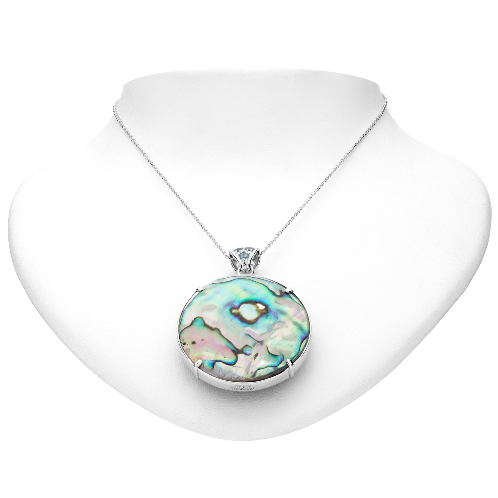 Silver Adventurine & Abalone Reversible Pendant: 925 Sterling SilverWhat a beautiful idea! Our smart sterling silver pendant offers two great looks at a great value price. One side features the fascinating iridescence of genuine abalone accented wit