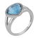 Silver Simulated Blue Spinel Pave Halo Ring-SZ 7