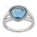 Silver Simulated Blue Spinel Pave Halo Ring-SZ 7 - 2