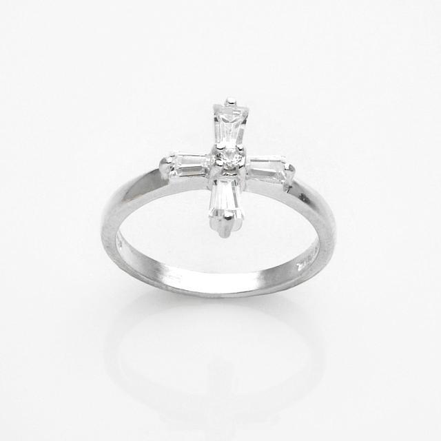 Sterling Silver Simulated Diamond Cross Ring SZ 6 (1 of 1)
